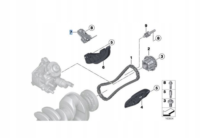 фото №9, Bmw n47 n57 натяжитель цепи распределительный вал нижний оригинальный номер