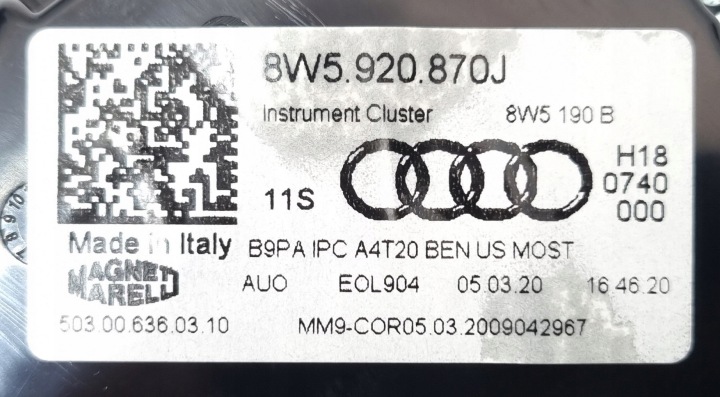 фото №13, Спидометр приборы audi a4 b9 a5 f5 tfsi usa 8w5920870j