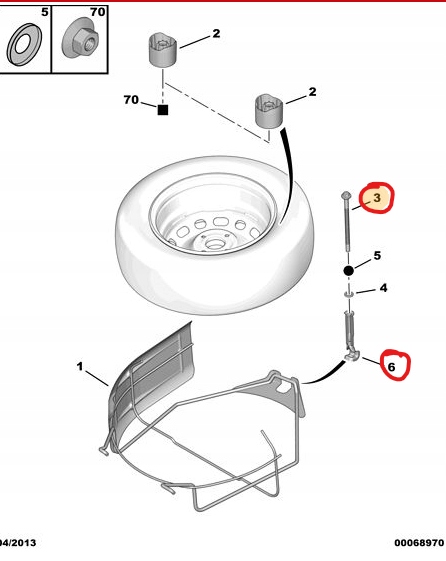 фото №2, Зачіп гвинт лебідка колеса запасного berlingo 08-