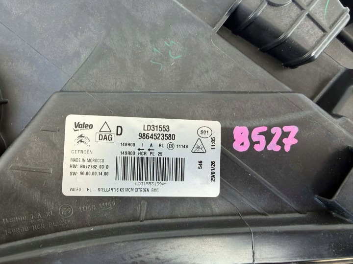 фото №15, Citroen berlingo iv рестайлінг 25- фара права перед передня led нова oem номер 8527