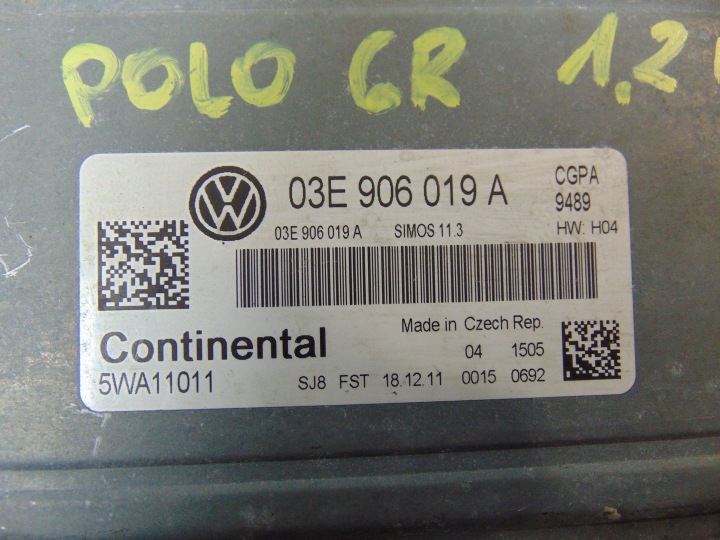 фото №6, Комп'ютер блок керування двигуном (ecu) vw polo v 6r 1.2 b 03e906019a