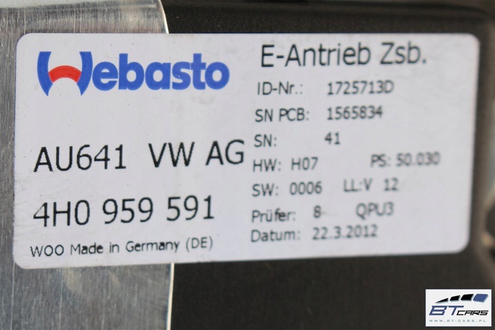 фото №8, Audi a8 люк крыша стеклянный 4h0877041b 4h0959591 d4 солнечный 4h0 877 041 4