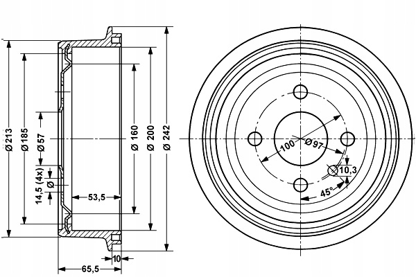 фото №2, Барабани гальмівні 2szt. зад chevrolet lanos nubira daewoo espero lanos