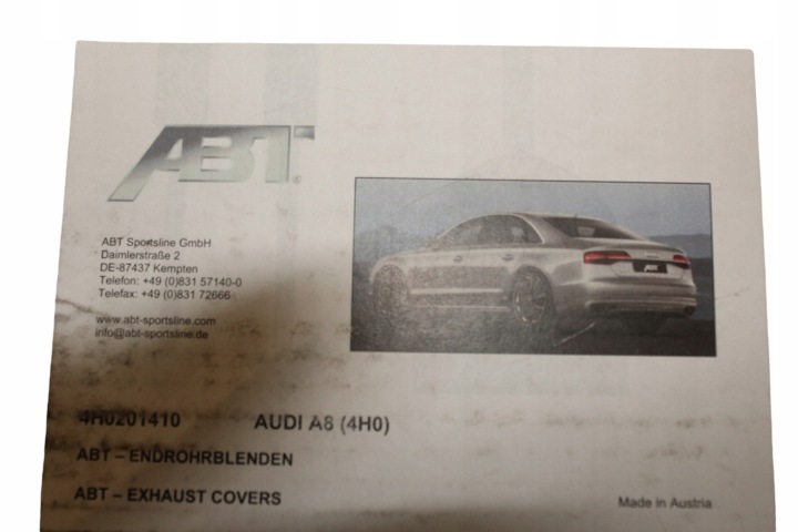 фото №11, Спойлер заднее abt audi a8 4h диффузор спортивный наконечники глушитель