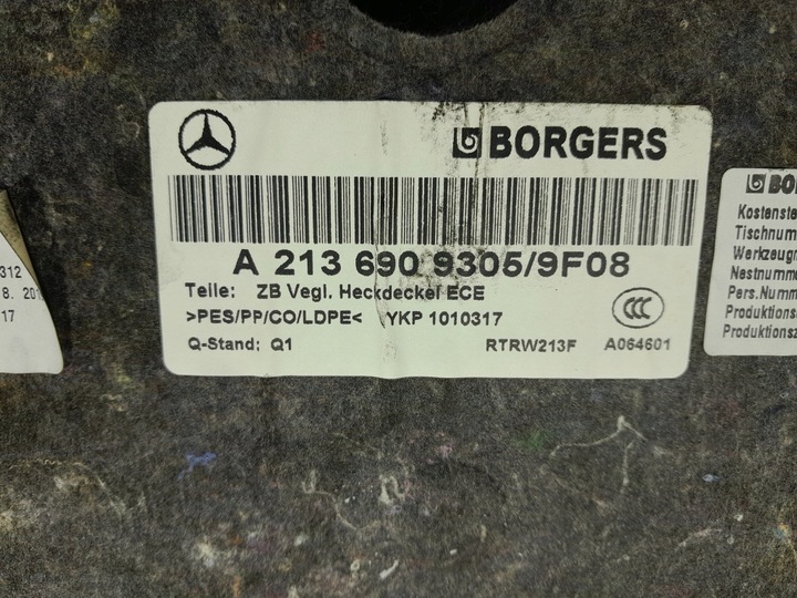 фото №6, Mercedes e w213 sedan обивка крышки багажника a2136909305