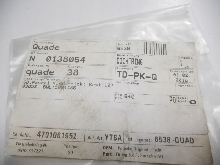 фото №6, Уплотнитель болты поддон масла audi a8 d2 oem номер n0138064