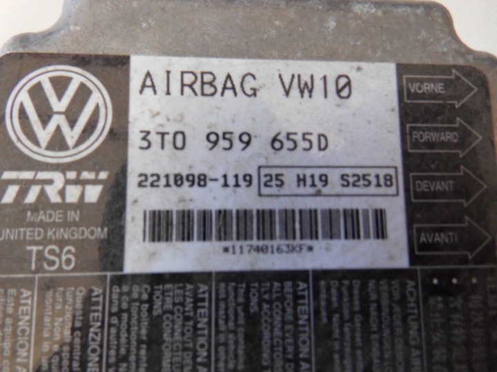 фото №3, Датчик подушка безпеки 3t0959655d skoda superb ii 3t рестайлінг