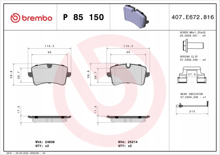 фото №13, Brembo p 85 150x комплект гальмівні колодки гальмівних, гальмо