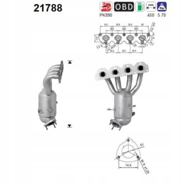 фото №13, As каталізатор opel 1,6/1,8 insignia/zafira chevrolet євро 5/6