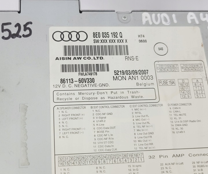 фото №9, Audi a4 b6 b7 rns-e радіо навігація навігація код меню pl 8e0035192q