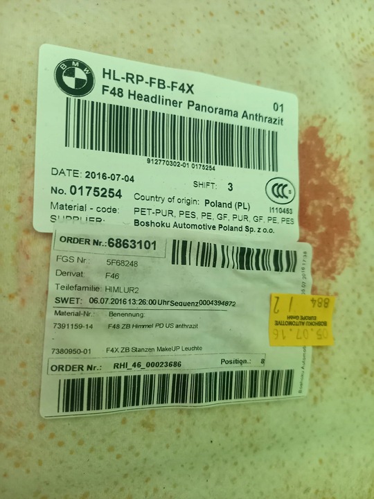 фото №3, Потолок потолок солнечный комплект bmw x1 f48 16r