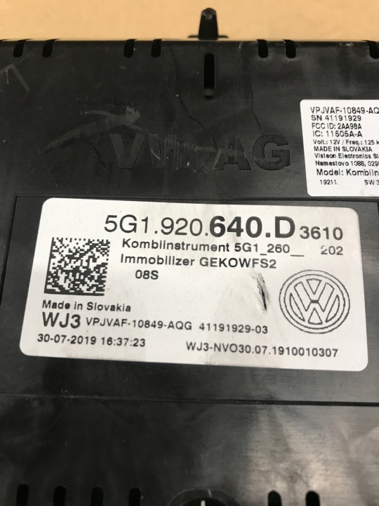 фото №7, Панель приладів vw golf vii 5g1920640d європа