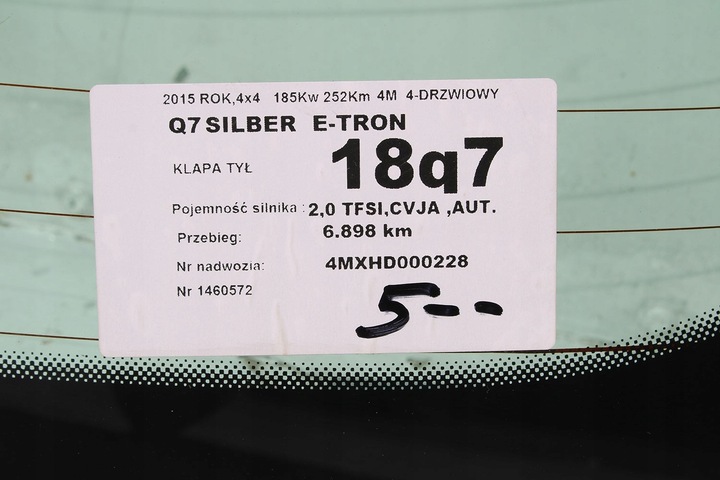 фото №12, Audi q7 4m скло кришки зад 4m0845501b зад 4m0 845 501 b e11 as1 2015 задньої