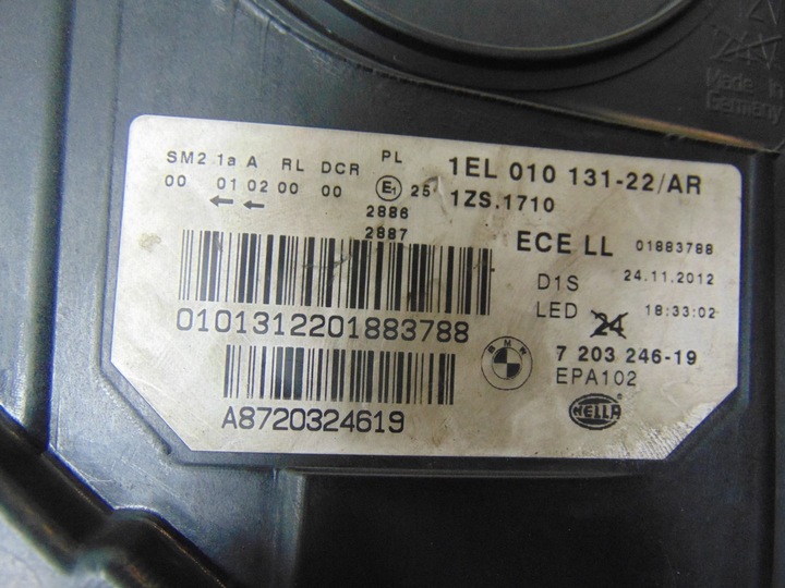 фото №15, Лампа права перед ксенон bmw f10 f11 7203246 європа