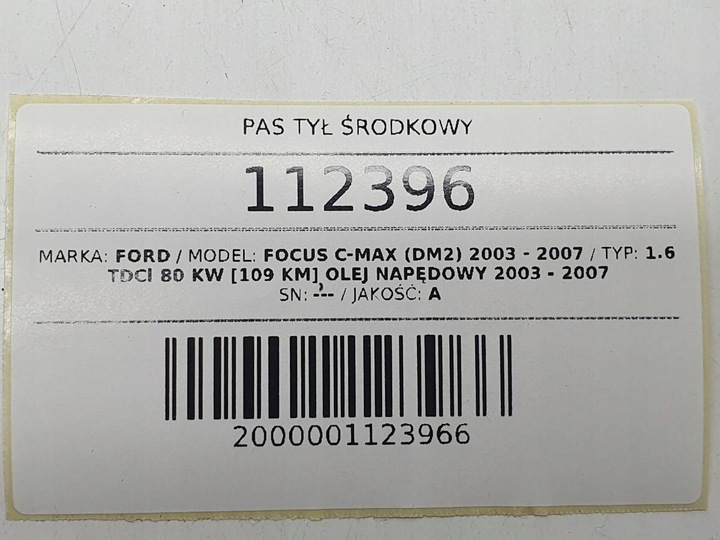 фото №9, Pas зад средний застёжка ford focus c-max 4m51-a611b68-be