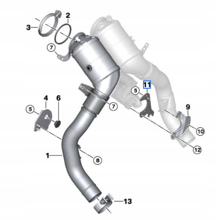 фото №14, Bmw g30 g11 g15 g05 g06 g07 n63b44d n63 тримач кріплення каталізатора