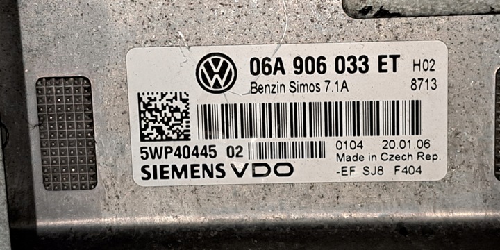фото №5, Vw touran комп'ютер блок керування двигуна 06a906033et 5wp40445