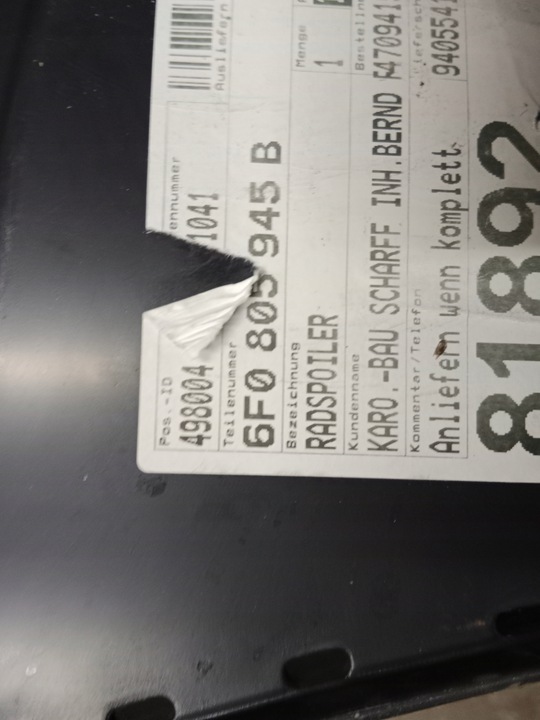 фото №3, Трикутник підкрилки наконечник seat ibiza v 5 6f0 6f0805945 підкрилок