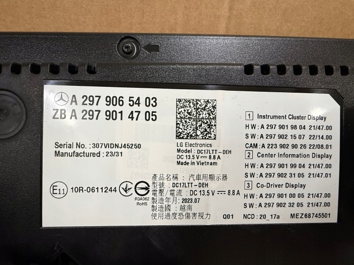 фото №9, Панель дисплей спидометр mercedes a297 eqs 350 a2979065403 a2979014705