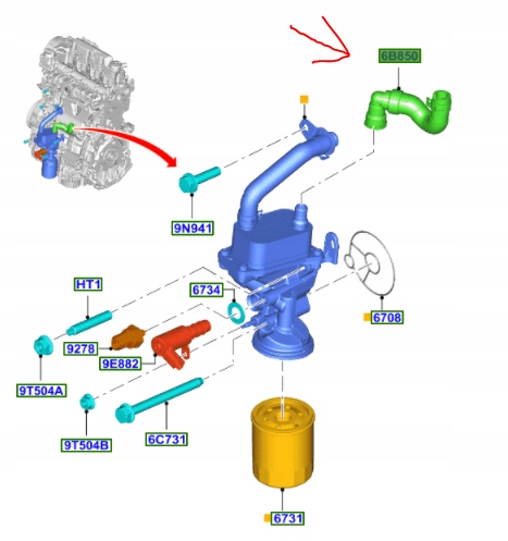 фото №10, Шланг гнучкий радіатор масла 2.0 d. ford
