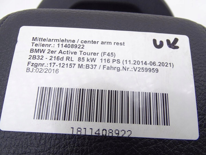 фото №6, Bmw 2 f45 active tourer 14-22 подлокотник туннеля среднего чёрная кожа