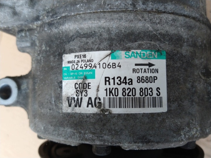 фото №8, 1k0820803s компрессор кондиционера sanden vw passat b6 04-10