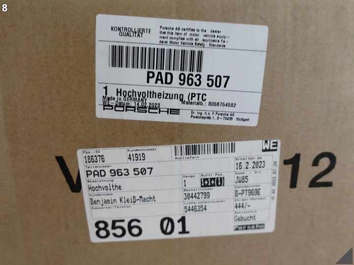 фото №9, Porsche taycan 9j1 e-tron gt rs 4j3 вебасто модуль отопление обогревательный ptc