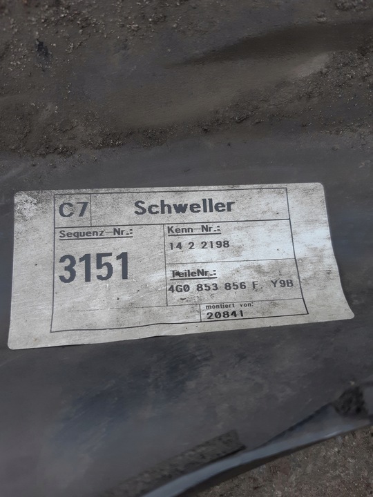 фото №11, Audi a6 c7 ly9b планка накладка порогова s-line права 4g0853856f