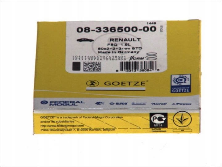 фото №8, Кільця поршень goetze 08-336500-00 80/2-2-3 std renault clio i ii kangoo