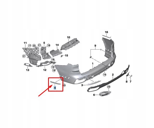 фото №8, Молдинг бампера do bmw x7 g07 2019- 51128074019 ліва чорний