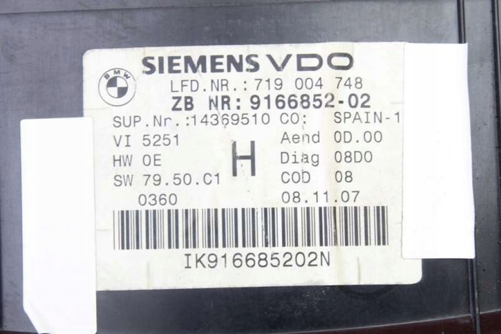 фото №10, Спидометр приборы eu 9166852 bmw e90 e91 3.0i 218 km 04-10