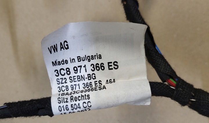 фото №8, Жгут установка сиденья wentylowanego правые перед vw passat cc 3c8 рестайлинг оригинальный номер