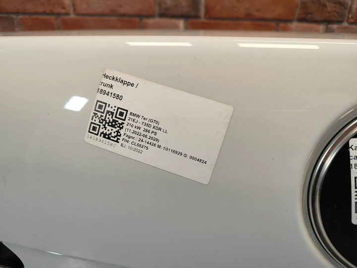 фото №9, Кришка багажника зад задня bmw g70 a300 альпійський білий