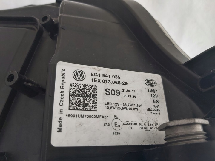 фото №12, Vw golf vii 7 рестайлинг лампа левая полный led 5g1941035