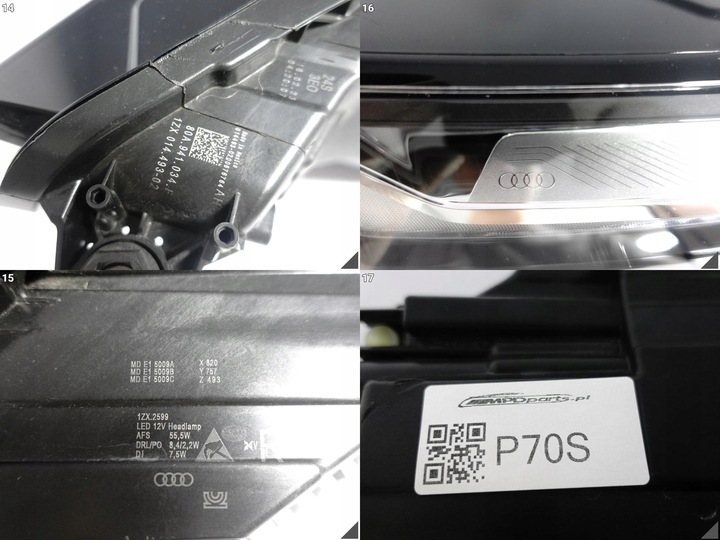 фото №12, Audi q5 sq5 80a ii рестайлінг 21- лампа повний led права перед європа +модуль uszko.