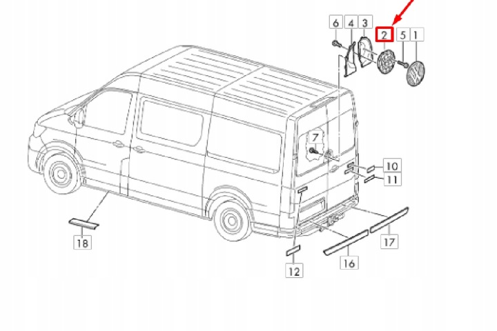 фото №9, Vw crafter mk2 sz задній нижній емблема кріплення новий оригінальний 7c085363