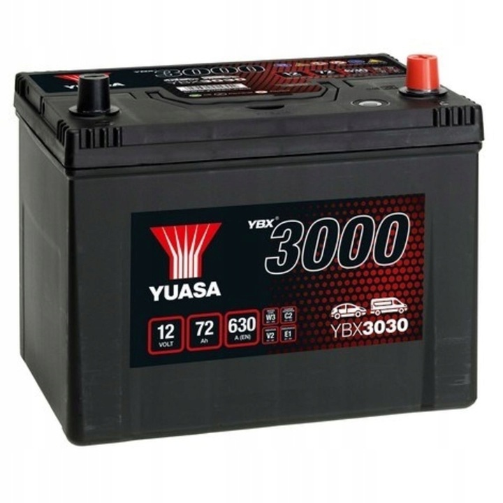 АКУМУЛЯТОР YUASA 12V 72AH 630A P+ YBX3030