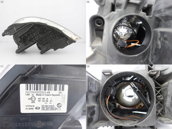 фото №11, Skoda octavia ii 2 1z1 1z0 рестайлинг 08-13 лампа обычная h7 правая eu