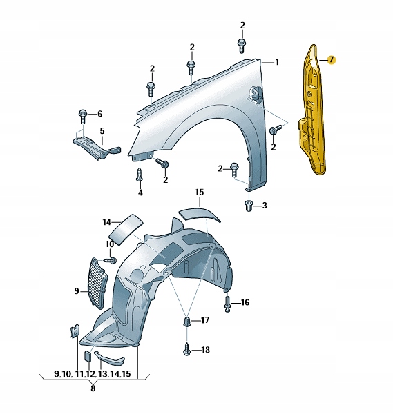 фото №1, Element закрывающий крыло перед skoda superb 3 le