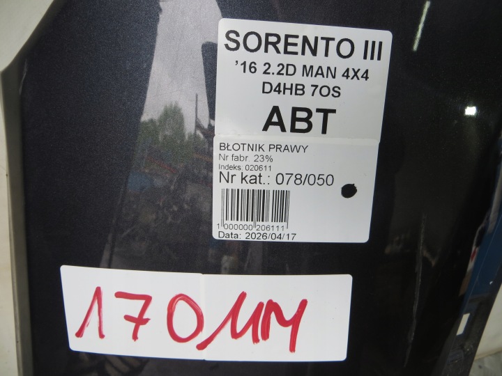 фото №11, Kia sorento iii крыло правое перед abt 14- lak: