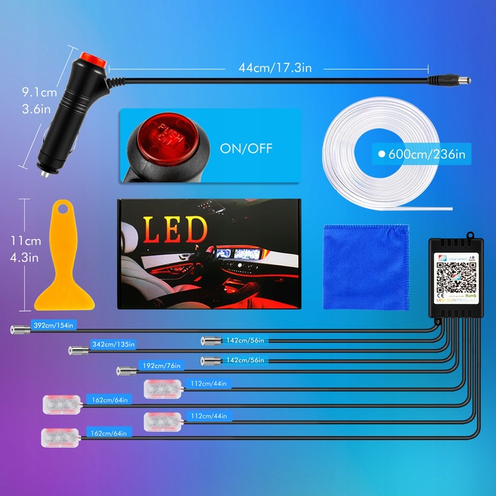 фото №12, Лампа автомобильная лампа do автомобиль освещение кабины list 6m rgb + 4 диоды led