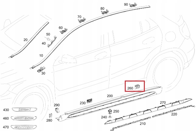 фото №2, Mercedes gla cla w176 w246 кліпса планки порогової