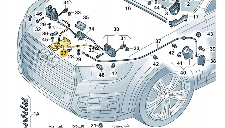 фото №3, Тяга трос замков капота передний audi q7 оригинал od aso