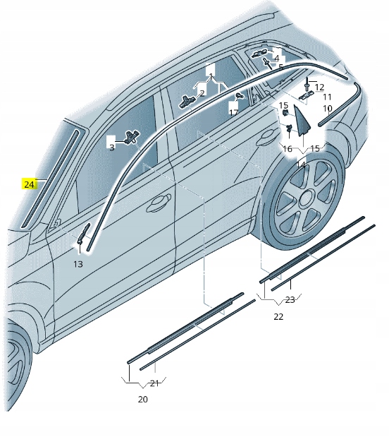 фото №9, Молдинг скла ліві перед audi q5 2009- oem номер 8r0854327a 8r0854327a01c