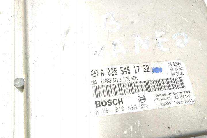 фото №7, Комп'ютер двигуна ecu mercedes-benz vaneo 414 a0285451732 1.7l дизель 67kw