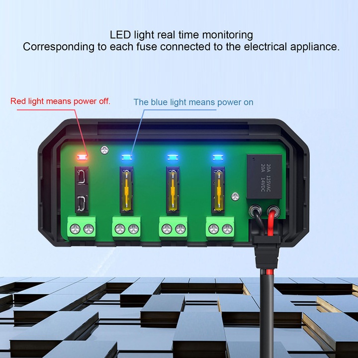 фото №13, Ogólne водонепроникний коробка блок запобіжника 12v do motocy з led індикатор