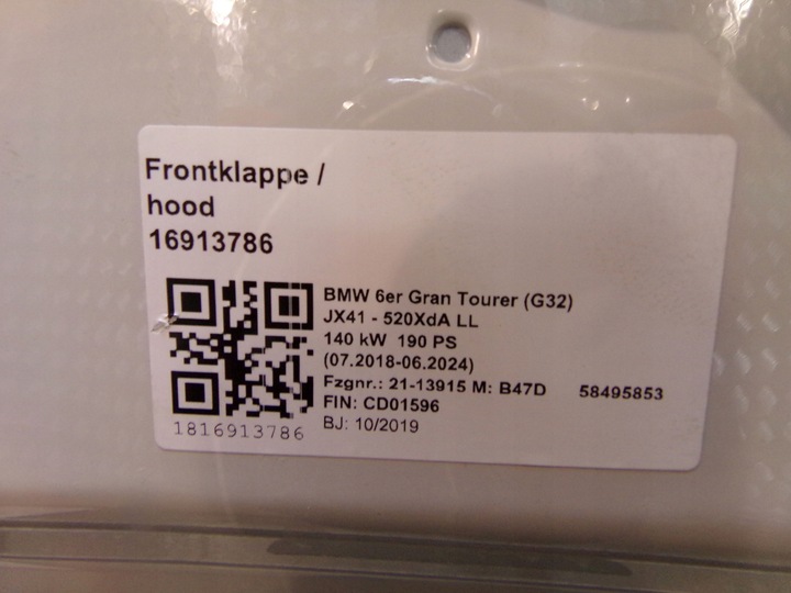 фото №11, Bmw g32 капот кришка двигуна альпійський білий schwarz