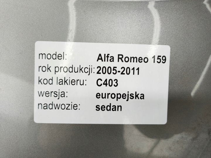 фото №8, Alfa romeo 159 05-11 sedan крышка задняя багажника лампы комплект цвет c403