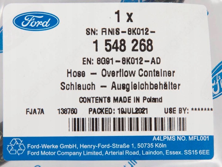 фото №13, Шланг бачка расширительного mondeo mk4 s-max 1548268 _ 8g91-8k012-ad