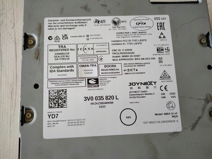 фото №8, Skoda superb iii 3 3v зчитувач навігації радіо mib3 навігація 3v0035820l joynext